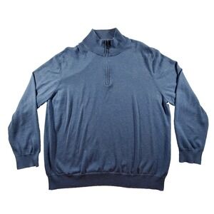Brooks Brothers Supima Cotton 1/4 Zip Sweater XXL Blue Pullover